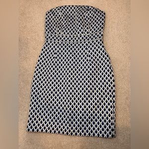 Lilly Pulitzer Navy and Silver Strapless Dress. Size 2.